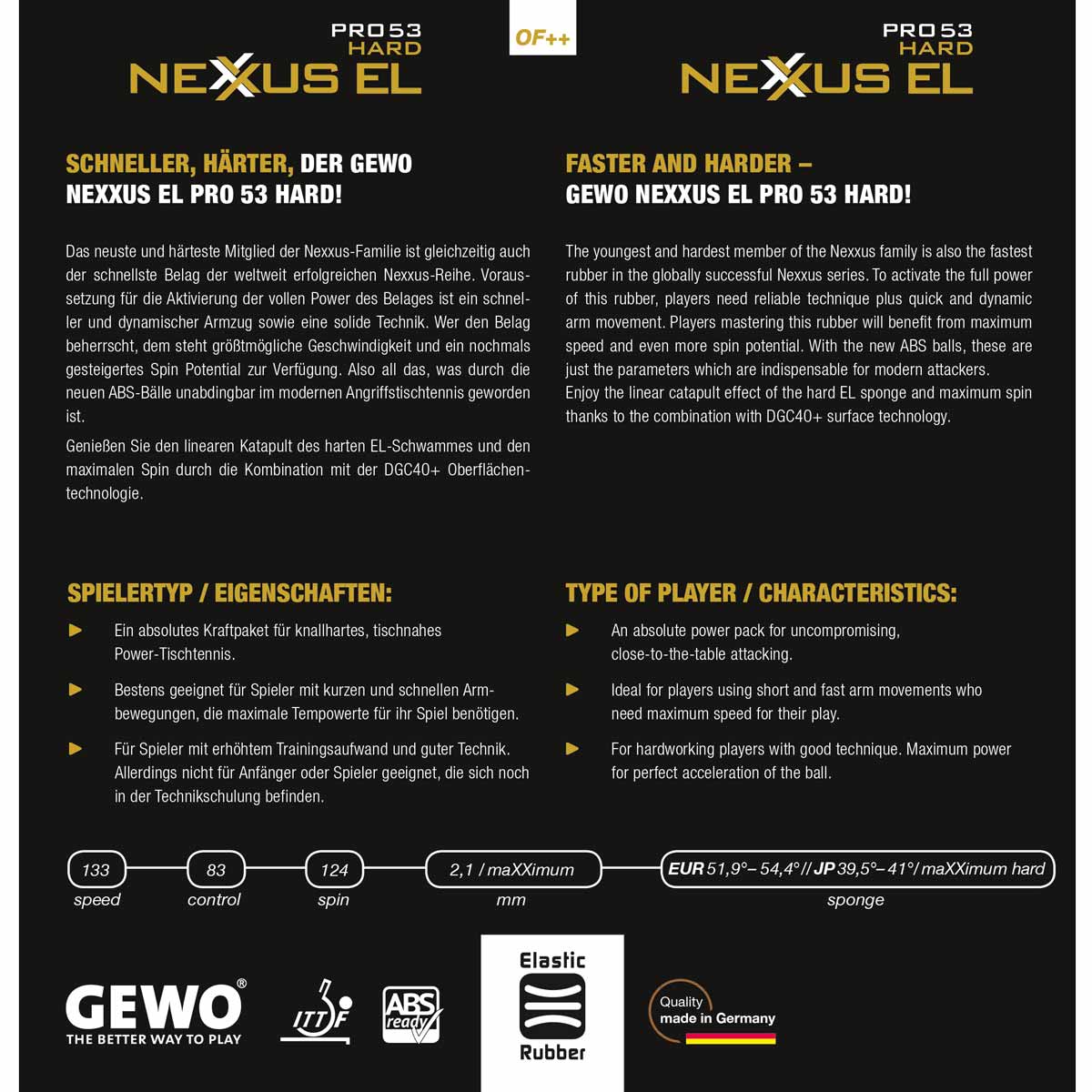 GEWO Belag Nexxus EL Pro 53 Hard rot maXXimum