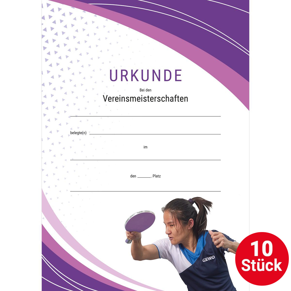 GEWO Urkunde Damen mit Text - Set (10 Stück)
