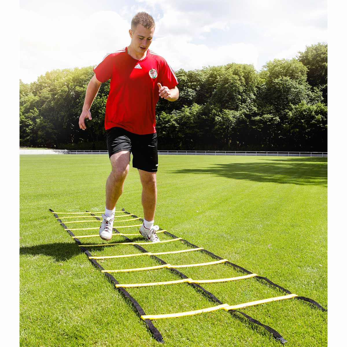 Koordinationsleiter "Agility" Doppel-Leiter 8 m schwarz/gelb