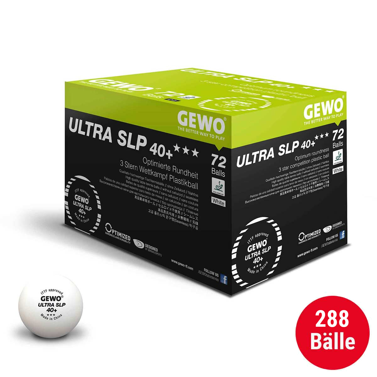 GEWO Ball Ultra SLP 40+ *** 72er - Set (4 Stück) weiß
