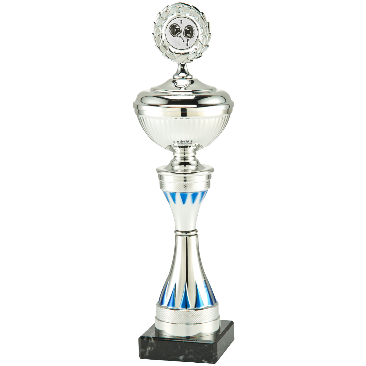 Pokal Diana 32 cm silber/blau