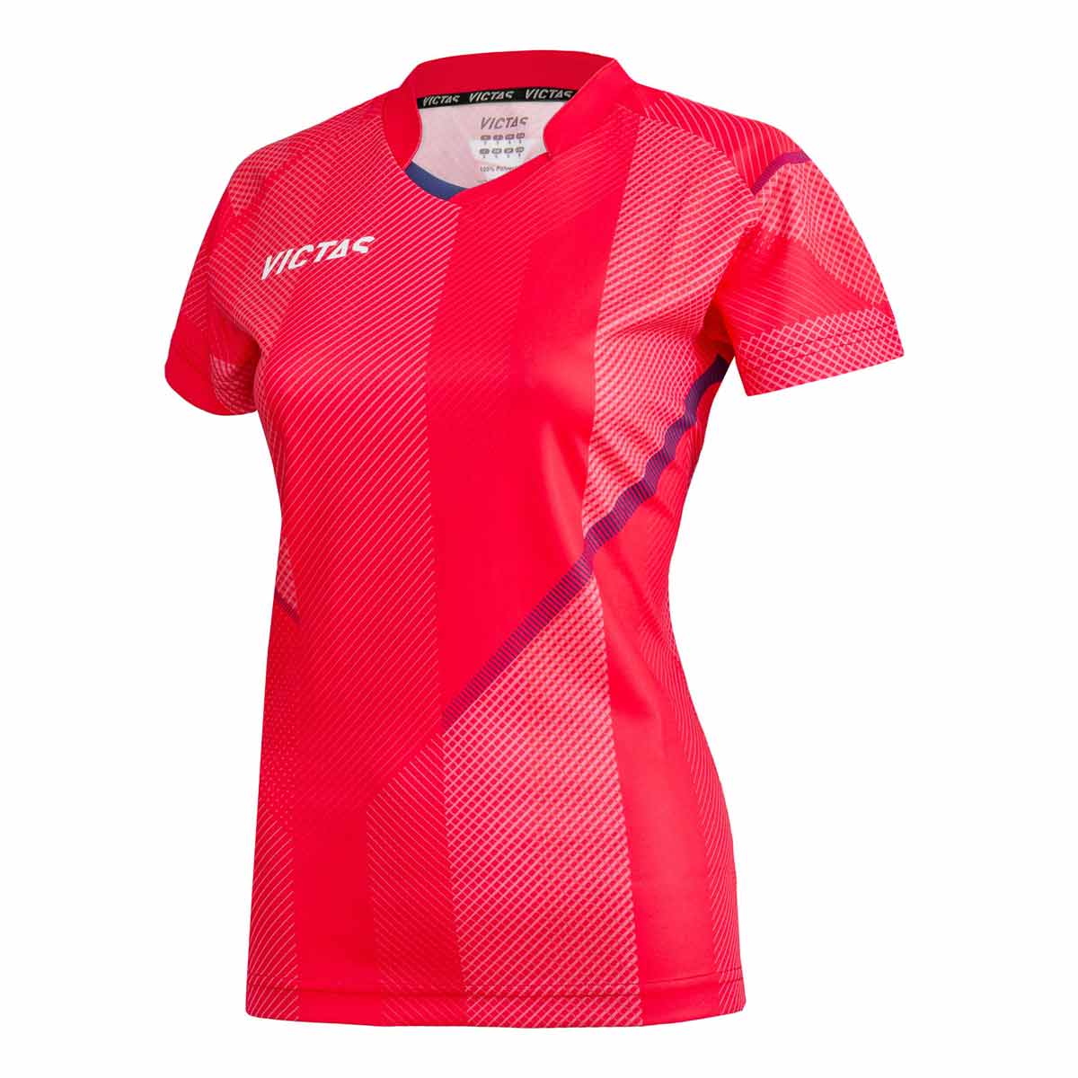 VICTAS Hemd V-Ladyshirt 220 rot/navy XS