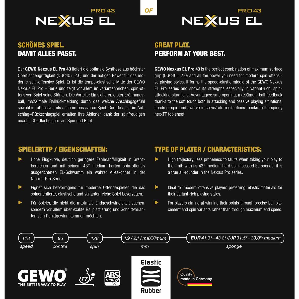 GEWO Belag Nexxus EL Pro 43 rot 1,9 mm