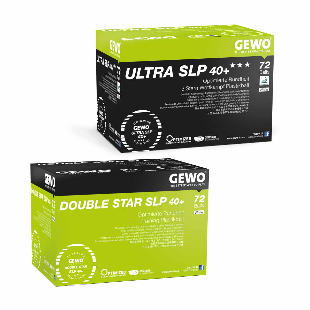 GEWO Ball-Set je 1x Ultra SLP 40+*** + Double Star 40+ 72er weiß