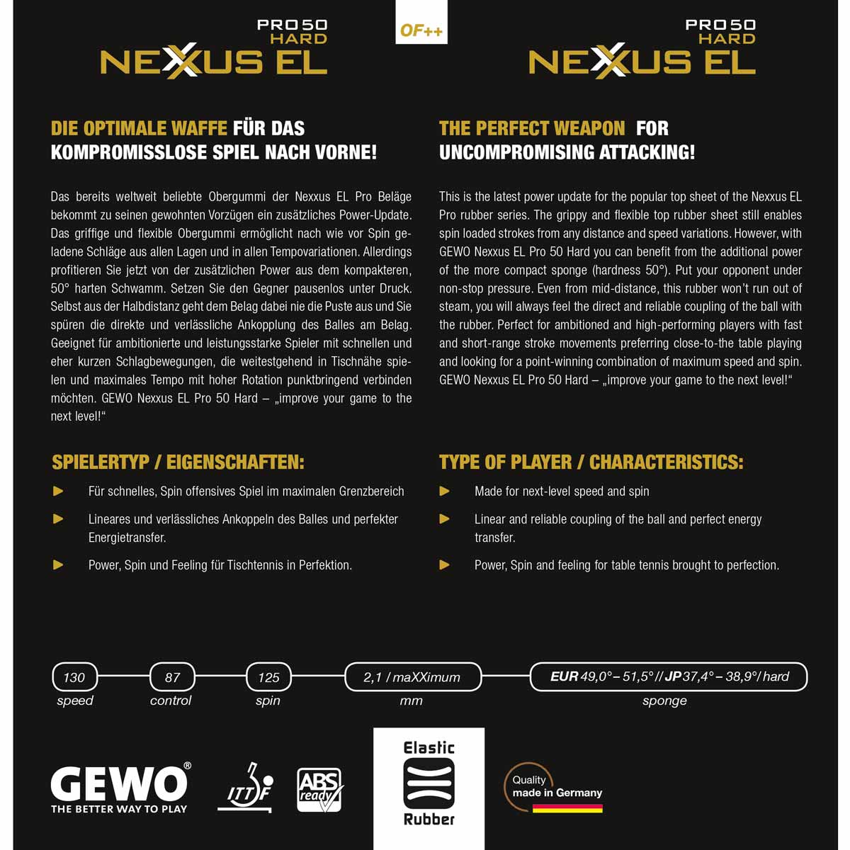 GEWO Belag Nexxus EL Pro 50 Hard