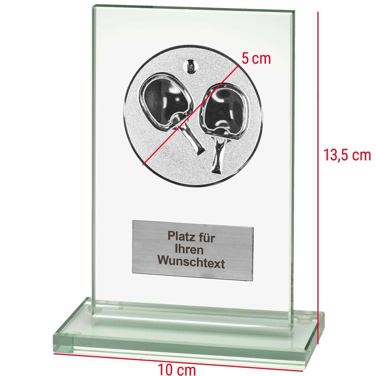 Glaspokal Tischtennis 13,5cm silber