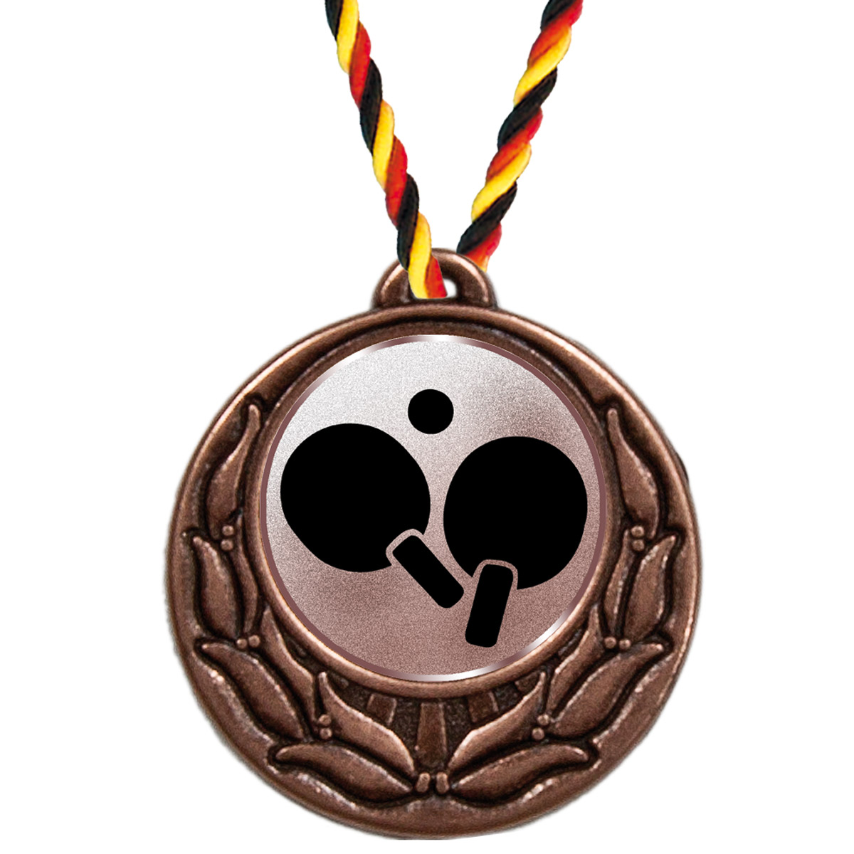 Medaille Rose mit Emblem und Kordel 40mm bronze